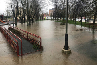 El Ebro se desborda en el Campo Colorado