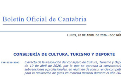 Cultura convoca ayudas por 70.000 euros para la realizaci�n de giras para profesionales en materia musical