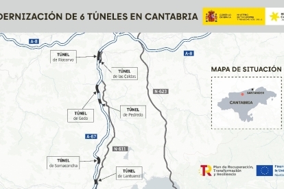 Transportes sigue con los trabajos de modernizacin de seis tneles de la A-67, con una inversin de 31,3 millones de euros