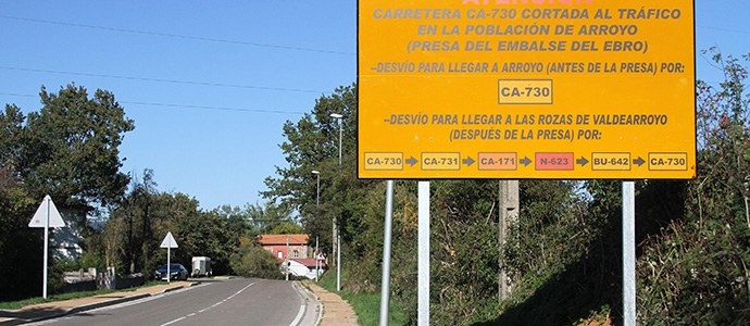 Abierta la CA-730 a su paso por la presa de Arroyo