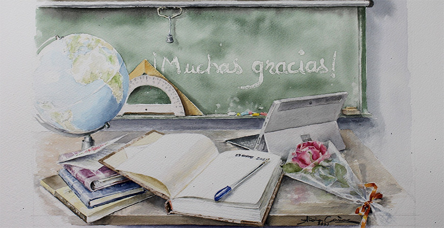 Una acuarela de Alicia Caas es el regalo elegido por Educacin para reconocer a los docentes jubilados en 2020