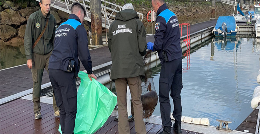 Agentes de Pesca del Gobierno de Cantabria hallan una nutria muerta en una trampa de pesca ilegal