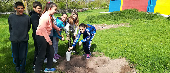 Los alumnos del Colegio Rodrguez de Celis de Paracuelles plantan varios rboles