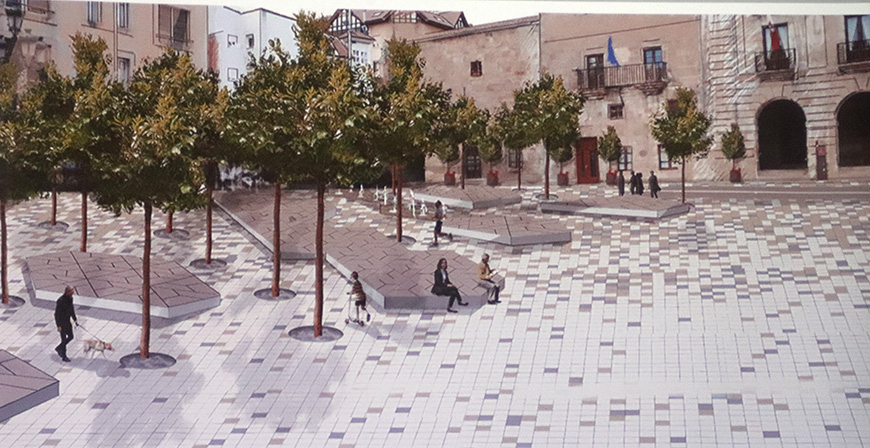 As ser la renovada Plaza de Espaa de Reinosa