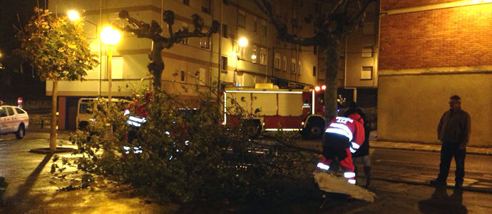 Bomberos del 112 retiran una rama que cortaba la circulacin en Reinosa