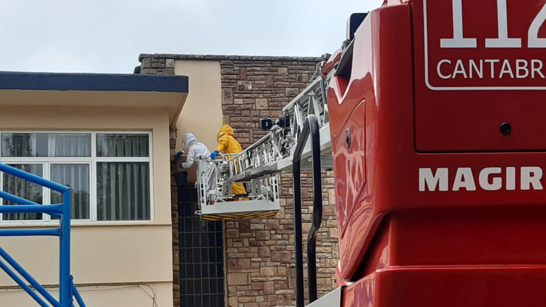 Los bomberos retiran un avispero del IES Montesclaros