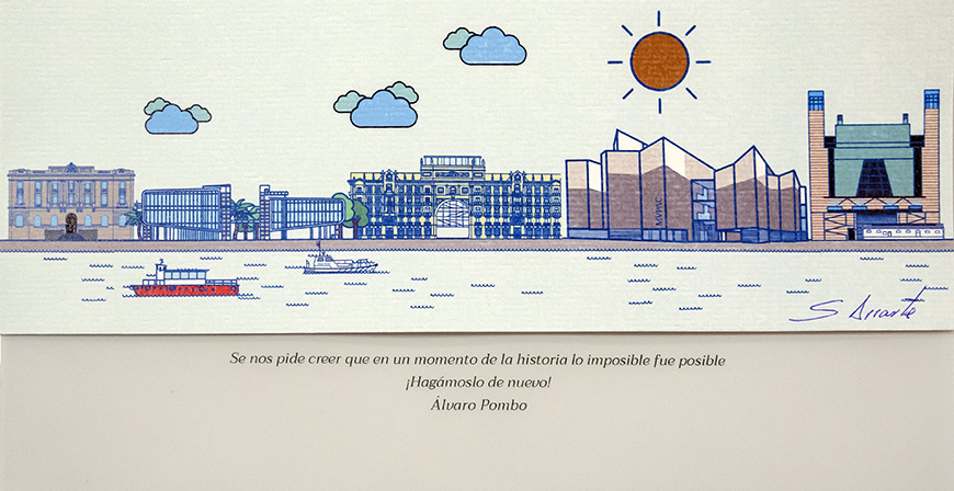 Buruaga felicita la Navidad con una obra de Santiago Arrarte que plasma 