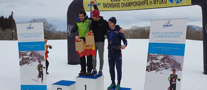 Los campurrianos Roberto Ruiz y Luca Ibez triunfan en el Mundial de raquetas de nieve de Japn