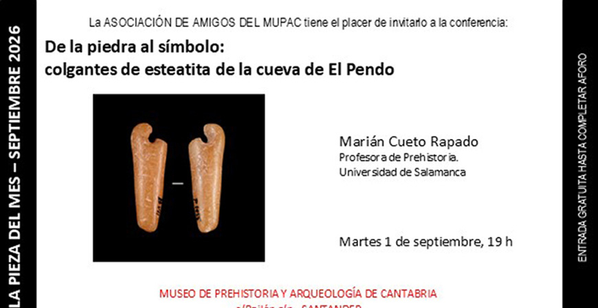Los colgantes de esteatita de la cueva de El Pendo protagonizan la pieza del mes del MUPAC
