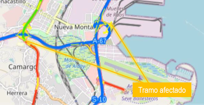 Cortes nocturnos de la A-67 en Santander