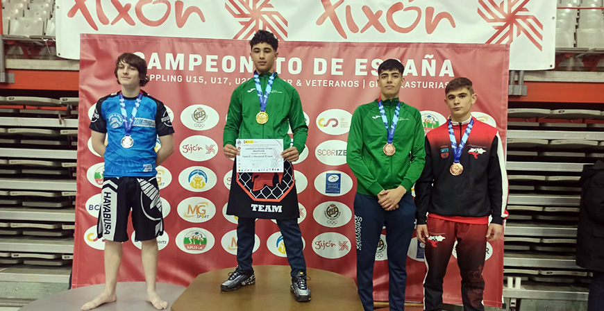 Los 'espartanos' se cuelgan tres medallas en el Campeonato de Espaa de Lucha Grappling de Gijn
