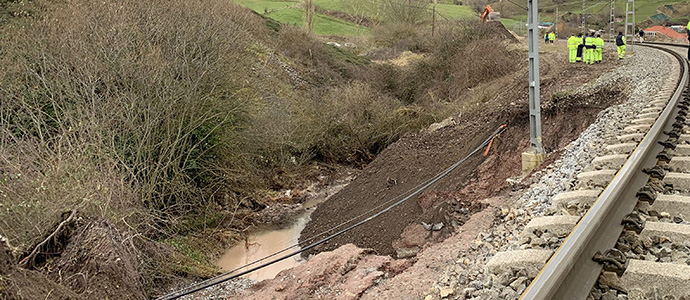 Interrumpida la circulacin ferroviaria por acumulacin de agua y daos en la infraestructura entre Reinosa y Lantueno