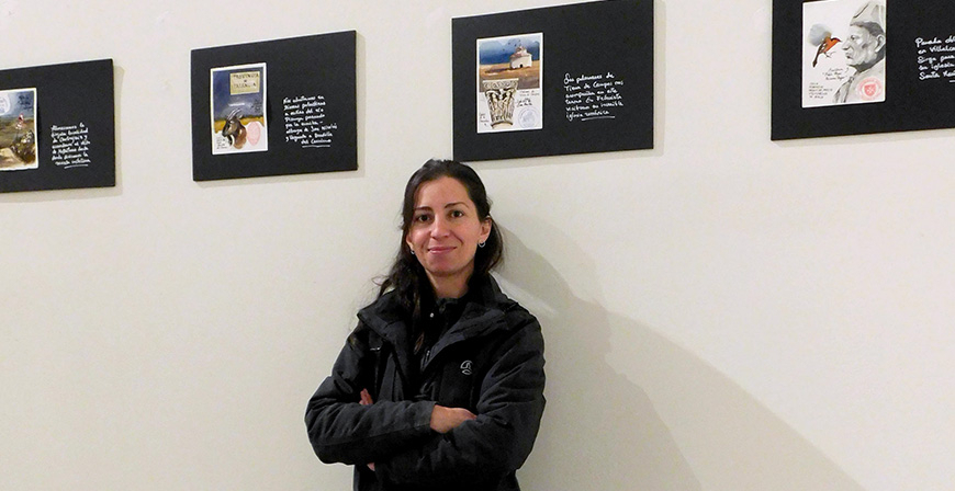 Isis Roldn expone en el Rom de Aguilar 'Halcn Peregrina', una muestra de acuarelas inspiradas en su recorrido por el Camino de Santiago Francs