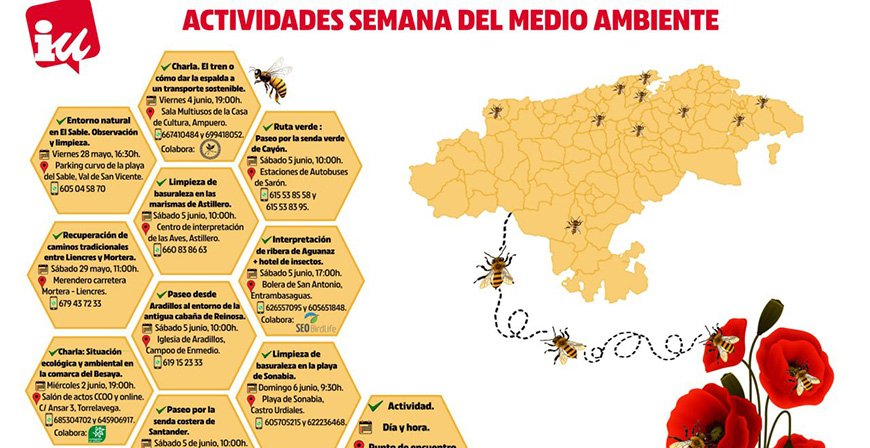 Izquierda Unida organiza la Semana del Medio Ambiente con actividades repartidas por 10 puntos de Cantabria 