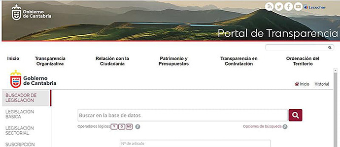 La legislacin vigente de la comunidad ya est disponible en el Portal de Transparencia del Gobierno de Cantabria