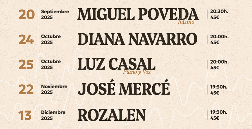 Miguel Poveda, Diana Navarro, Luz Casal, Jos Merc y Rozaln protagonizarn los conciertos por el 20 aniversario de El Soplao