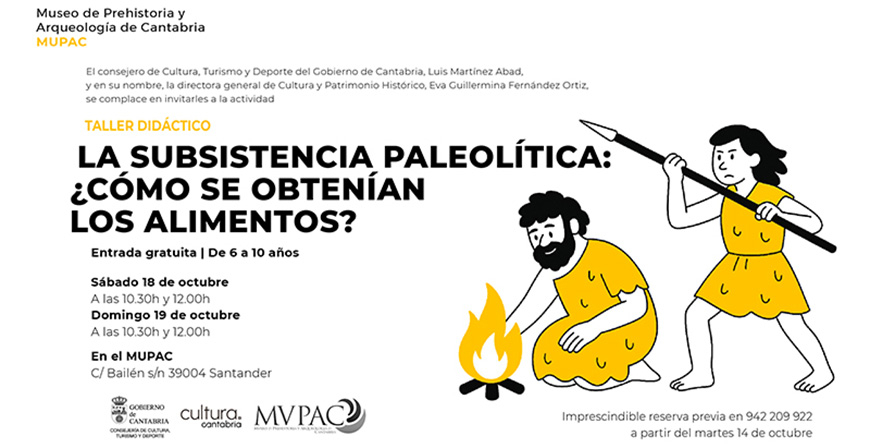 El MUPAC celebrar un taller sobre subsistencia en el Paleoltico dirigido a nios de 6 a 10 aos