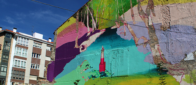 El Nacimiento del Ebro inspira el mural de Nstor del Barrio
