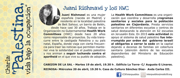 'Palestina, vida bajo la ocupacin', este mircoles, en La Casona