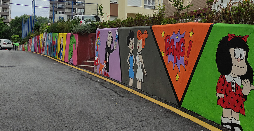 Un mural de Nando Moutinho homenajea en Santander a Mafalda, al tebeo y al cmic
