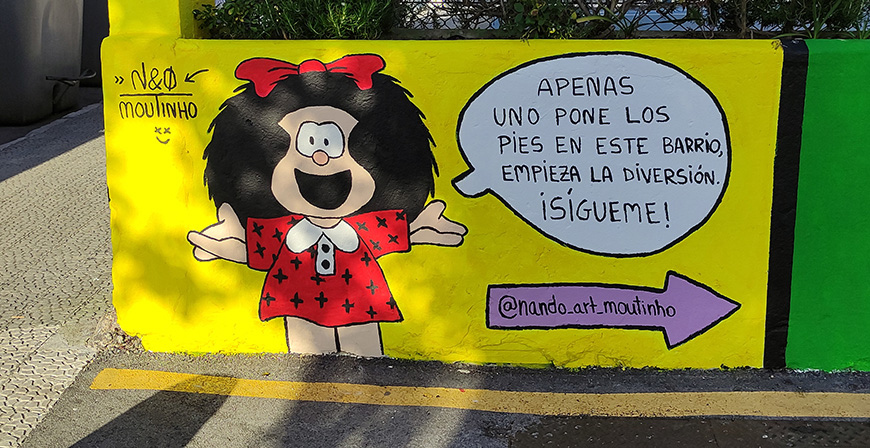 Un mural de Nando Moutinho homenajea en Santander a Mafalda, al tebeo y al cmic