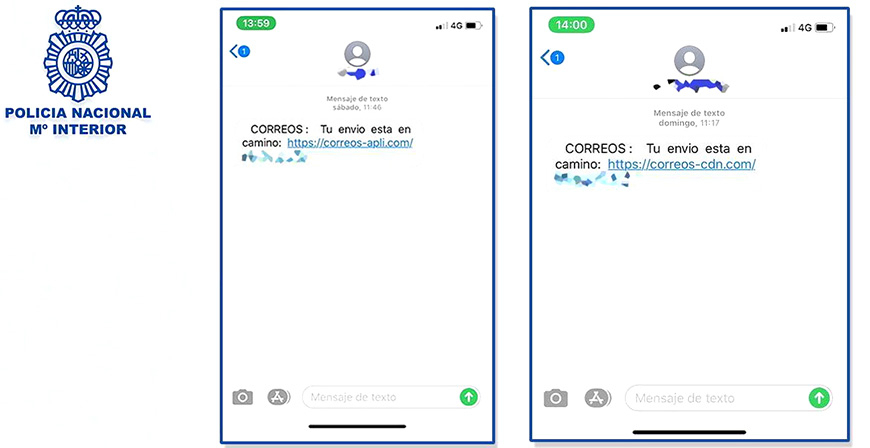 Polica Nacional alerta de una campaa de 'smishing' que suplanta a Correos