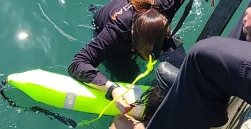 La Polica Nacional rescata a una mujer que se haba cado al mar en el Paseo Pereda