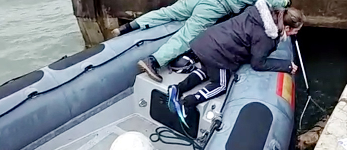 Rescatada una perra cada al mar en la baha de Santander