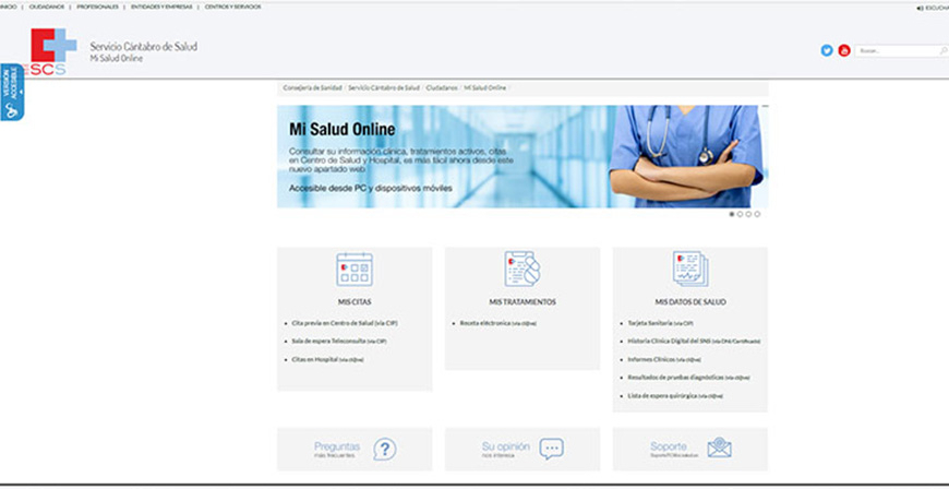 Sanidad lanza en la web del SCS el espacio 'Mi Salud Online' para facilitar las gestiones y consultas de los pacientes