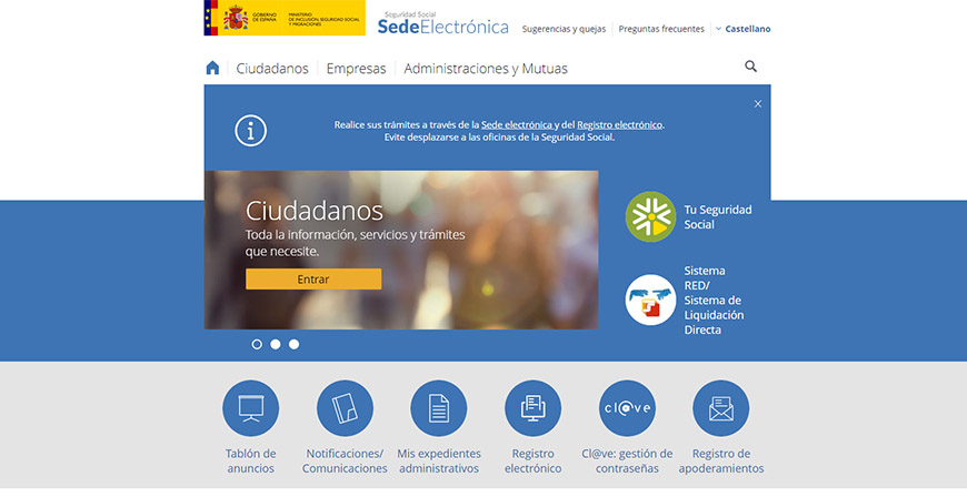 La Seguridad Social cierra la atencin al pblico presencial en sus oficinas
