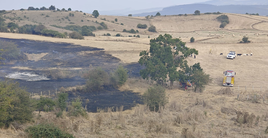 Servicios de emergencia y vecinos sofocan un incendio que amenazaba con acercarse al ncleo urbano de Fresno del Ro