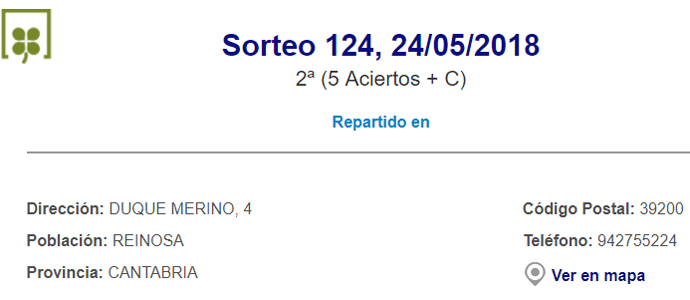El sorteo de la Bonoloto deja 33.392 euros en Reinosa