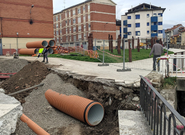 Reinosa instala un nuevo colector para conducir las aguas pluviales desde Vidrieras al ro Ebro